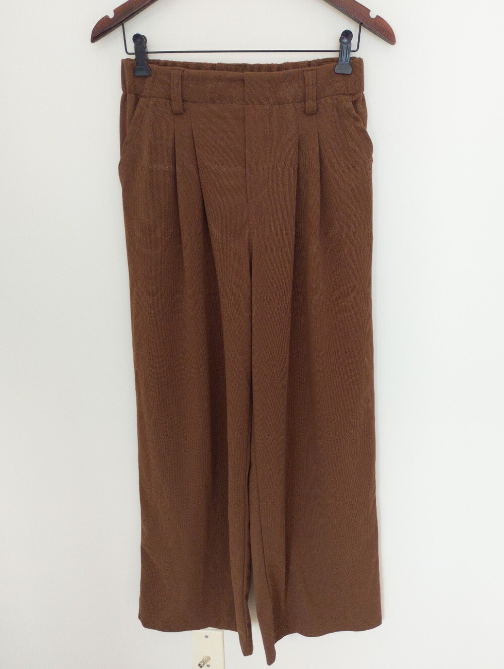 HALARA Flex High Waisted Waffle Wide Leg Work Pants Brown Pleated Size S Reg New